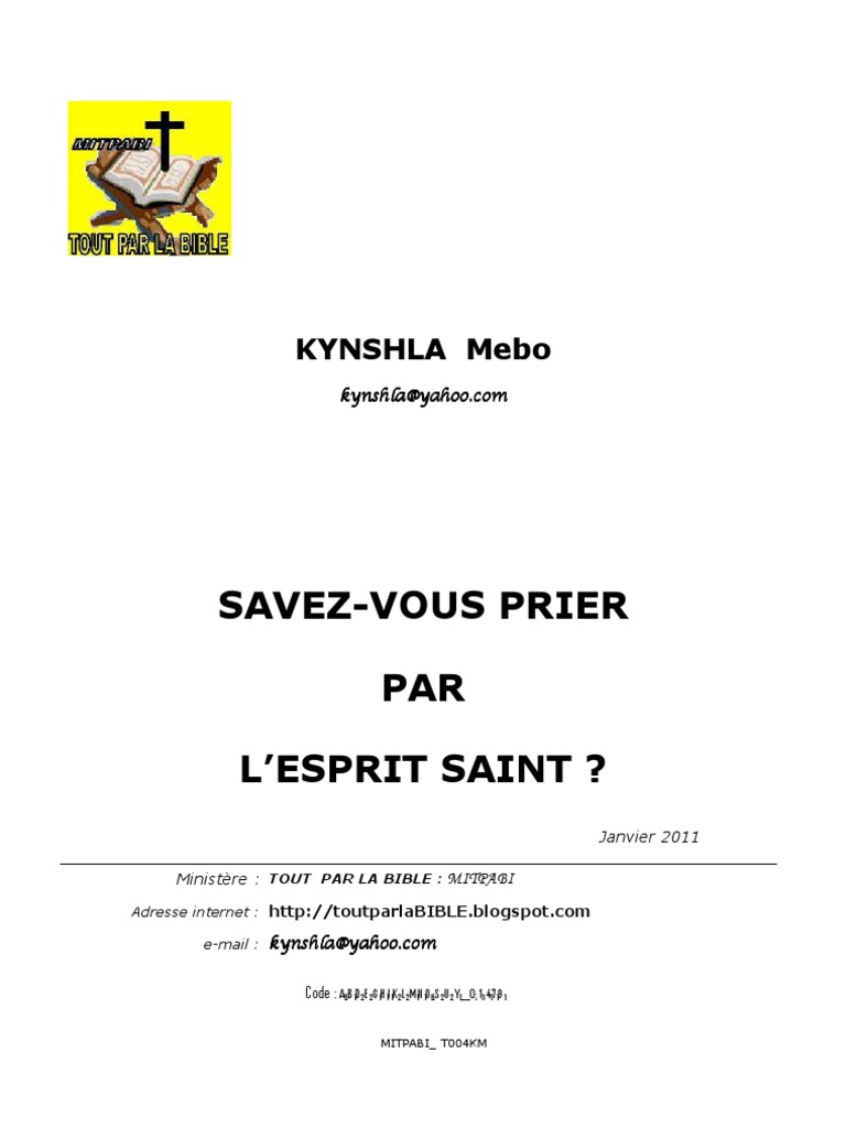 SavezVous Prier Par Le Saint Esprit? PDF Prière SaintEsprit