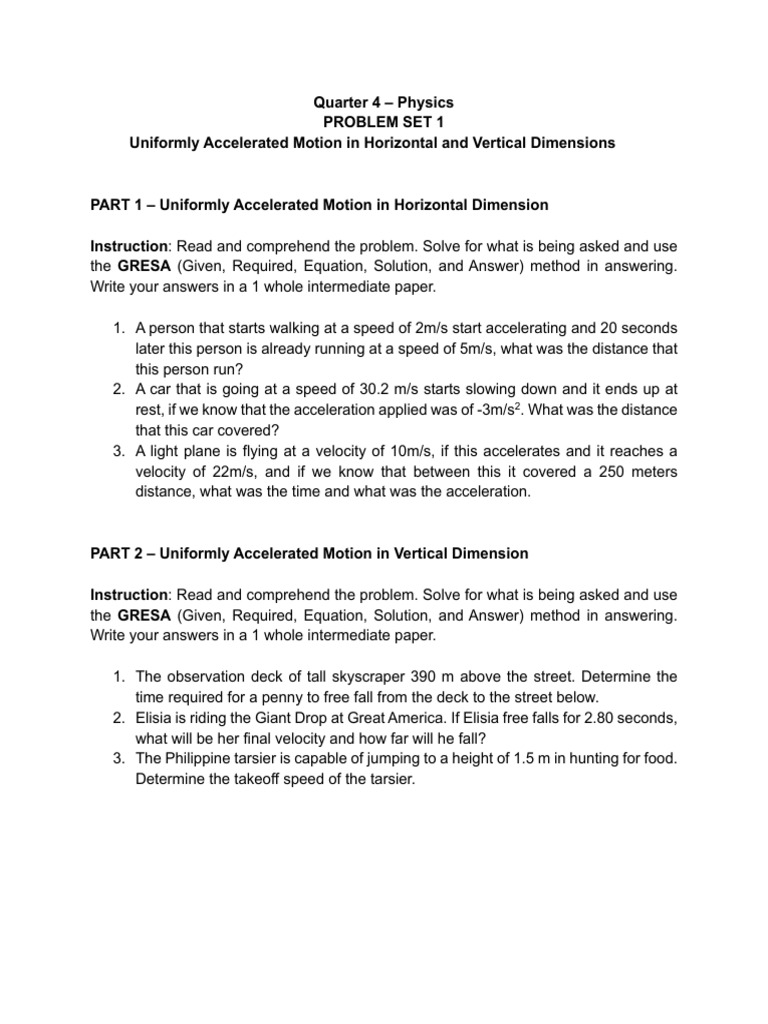 UAM Horizontal and Vetical Problem Set | PDF