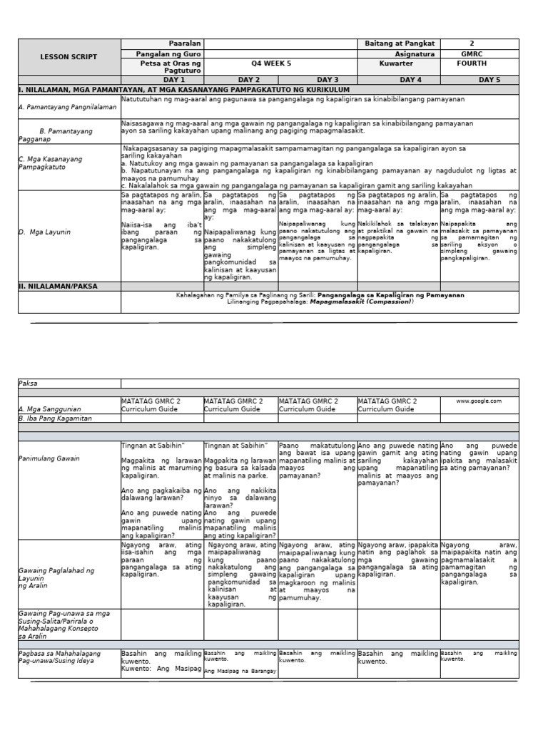 GMRC DLL Q4 Week 5 | PDF