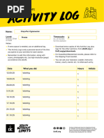 DofE Volunteering Activity Log Template | PDF