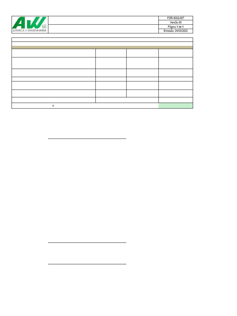 Item 2 - FRM SGQ 007 - Formulário de Avaliação de Fornecedores | PDF