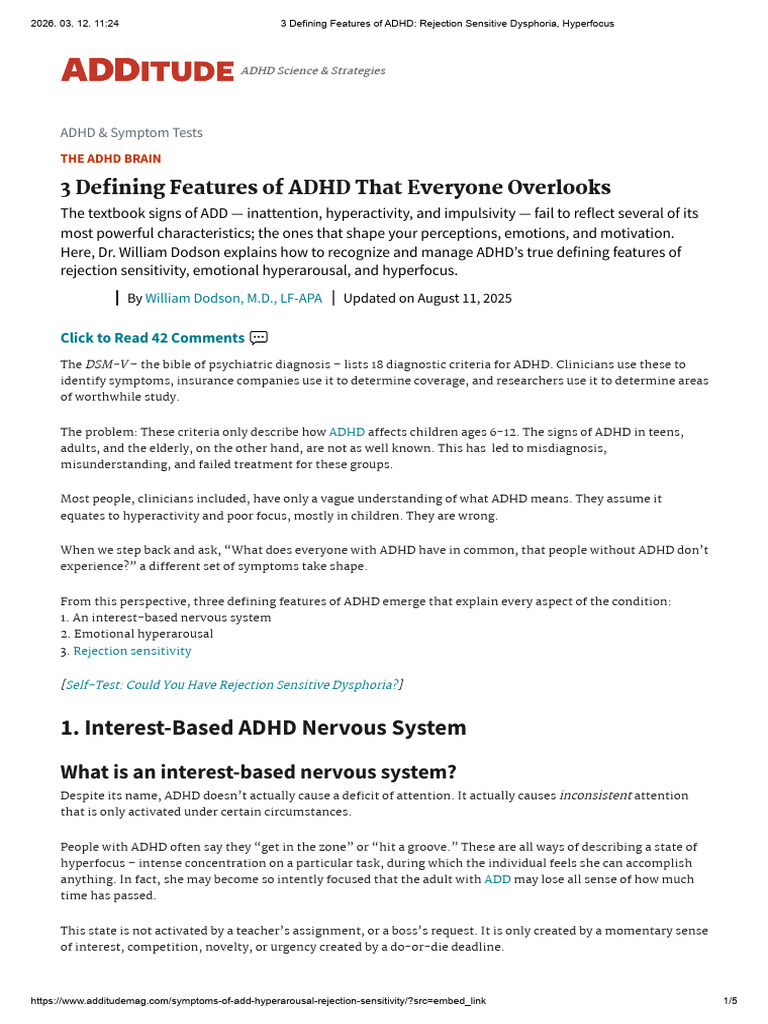 3 Defining Features of ADHD - Rejection Sensitive Dysphoria, Hyperfocus ...