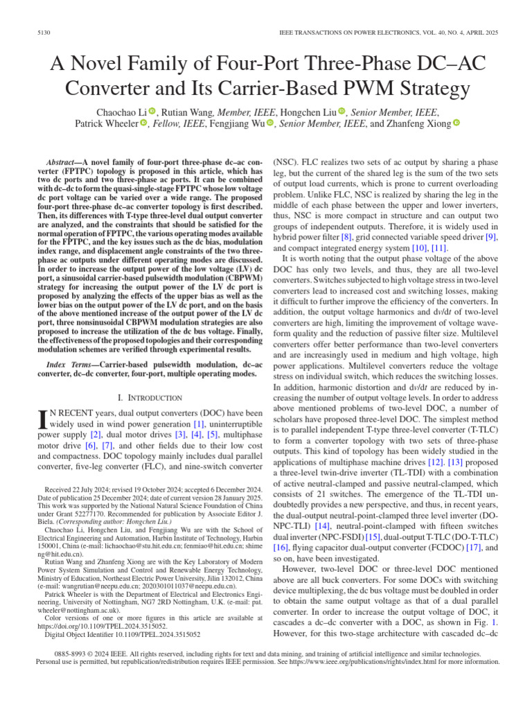 A Novel Family of Four-Port Three-Phase DCAC Converter and Its Carrier ...