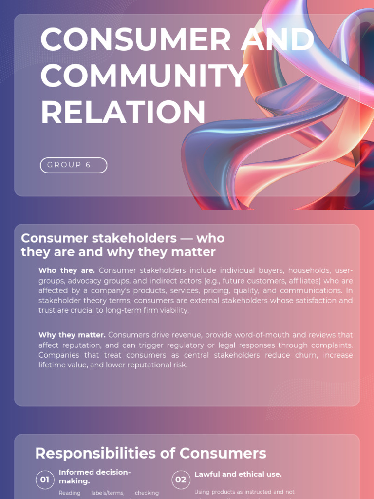 Consumer and Community Relations | PDF | Corporate Social ...
