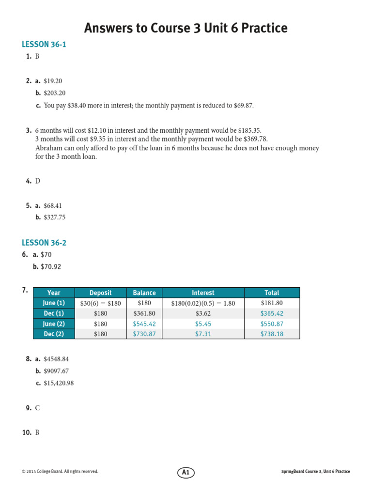Unit 6 Answers | PDF