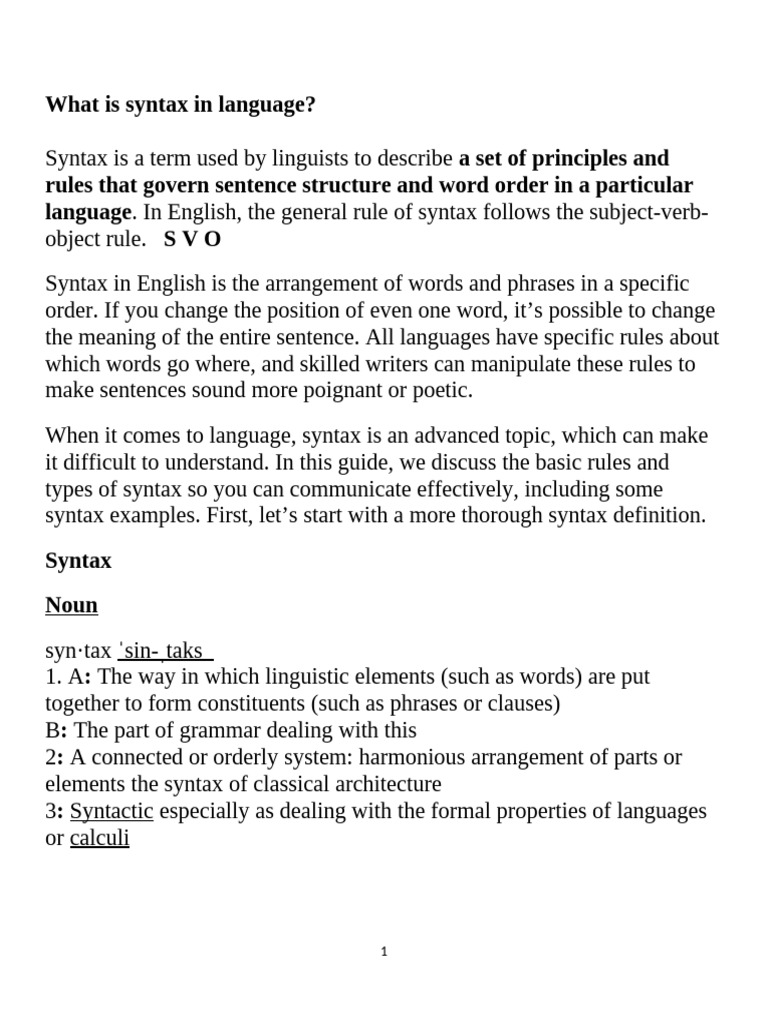 What Is Syntax in Language | PDF | Syntax | Subject (Grammar)