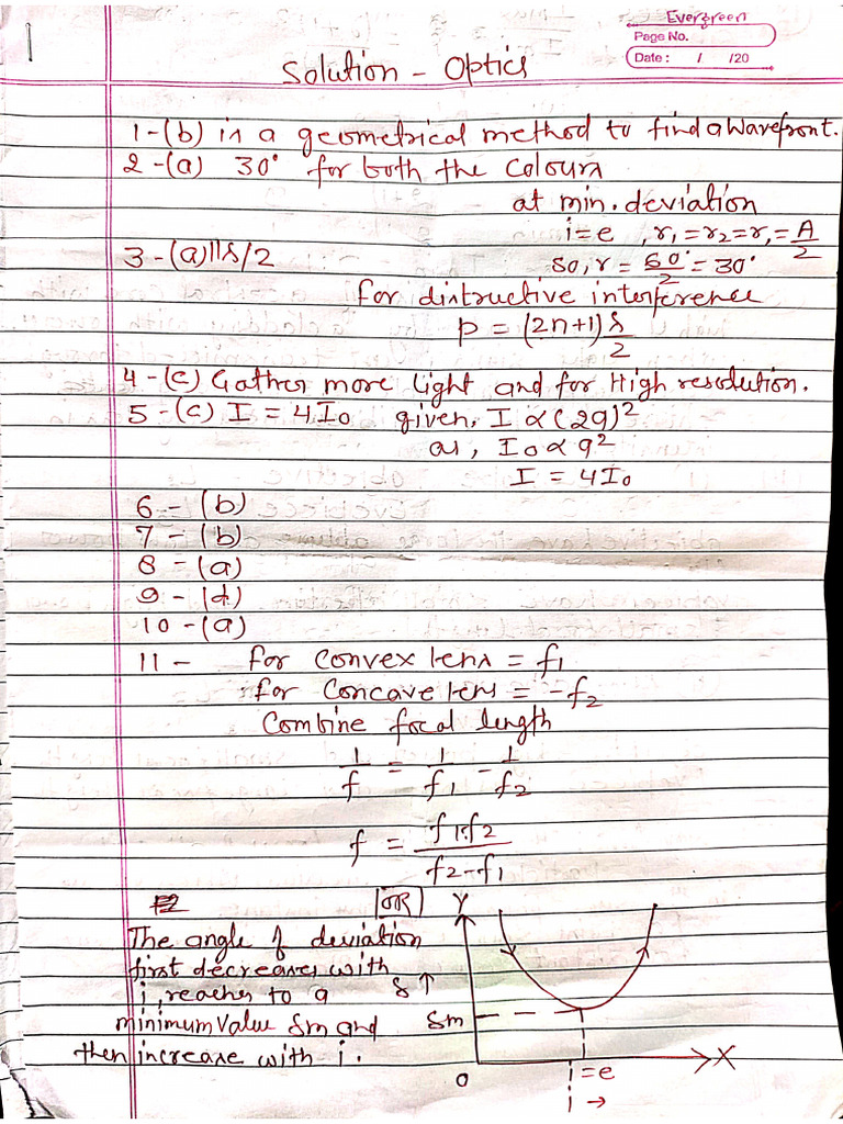 12 Solution of Optics | PDF