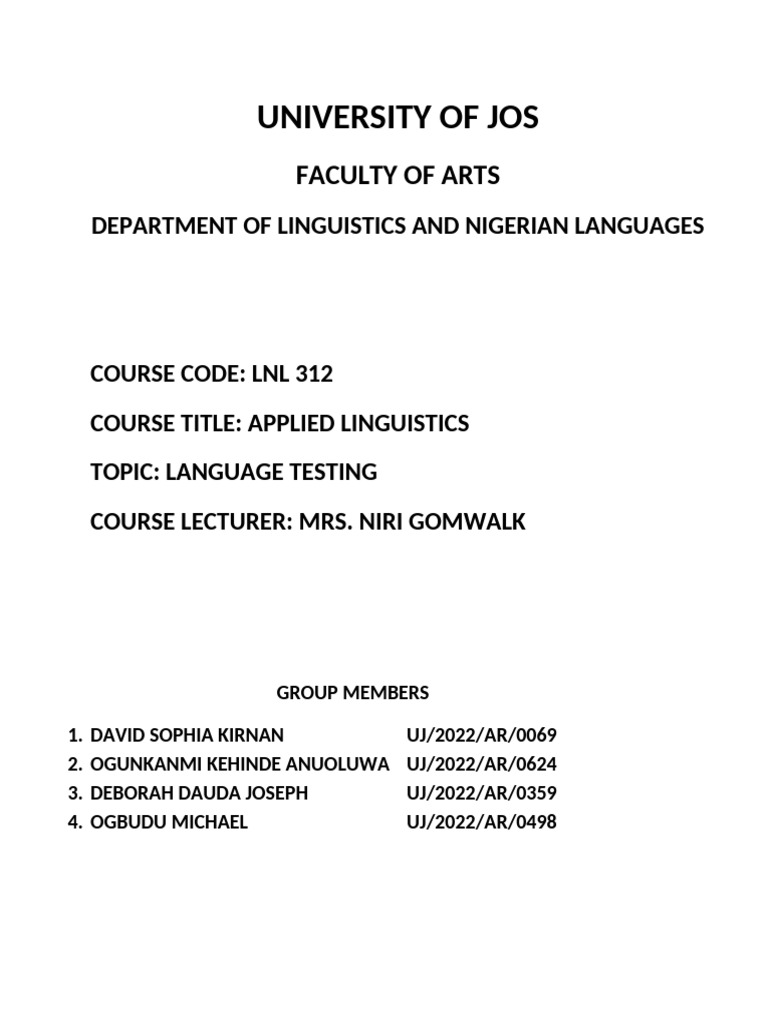 Language Testing | PDF