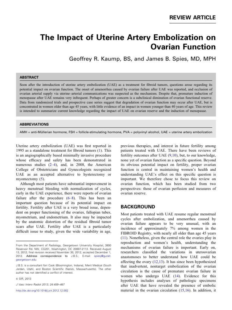 UAE Impact On Ovarian Function | PDF | Ovary | Menopause
