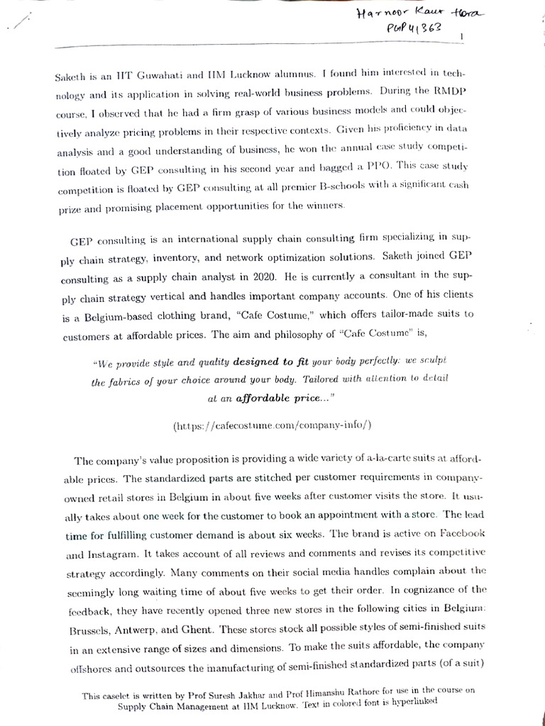 Case Study SCM | PDF
