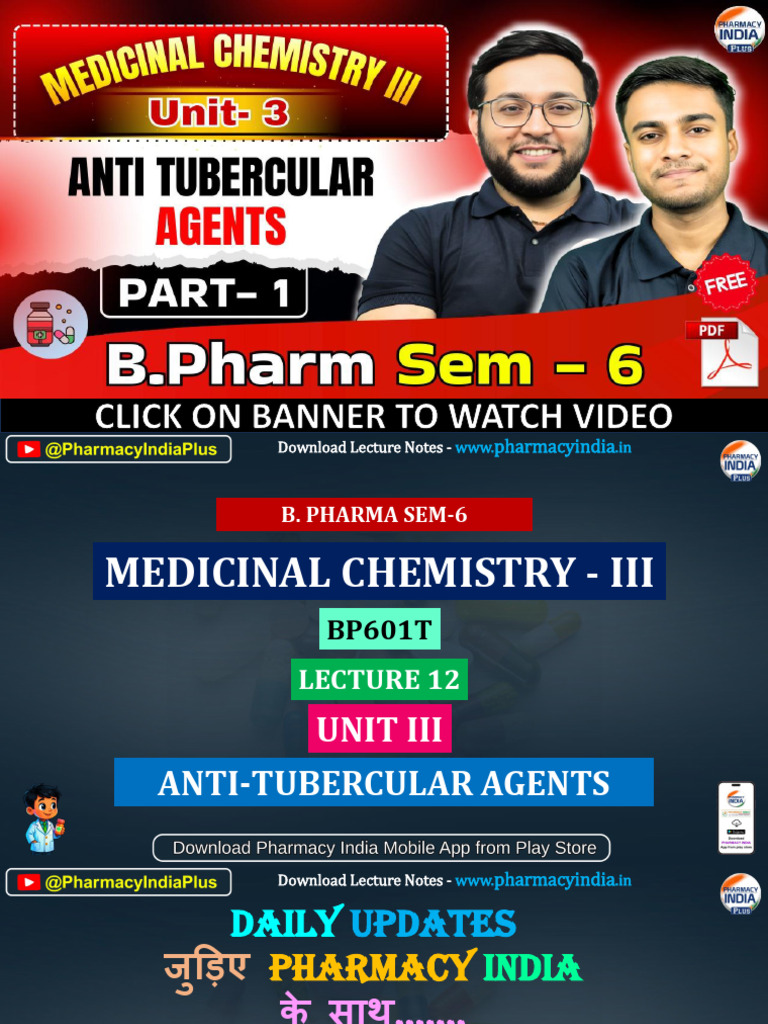 Medicinal Chemistry III p1 Unit 3 Bp601t | PDF | Tuberculosis ...