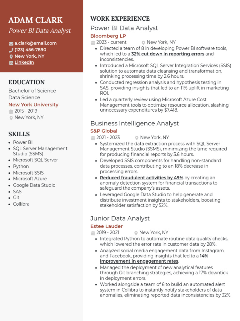 Power Bi Data Analyst Resume Example | PDF | Microsoft Sql Server | Sas ...