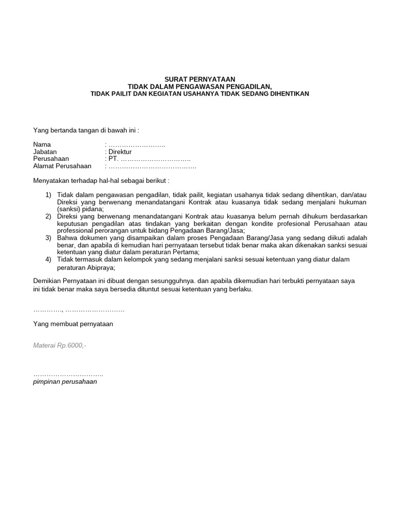 Pernyataan Tidak Pailit | PDF