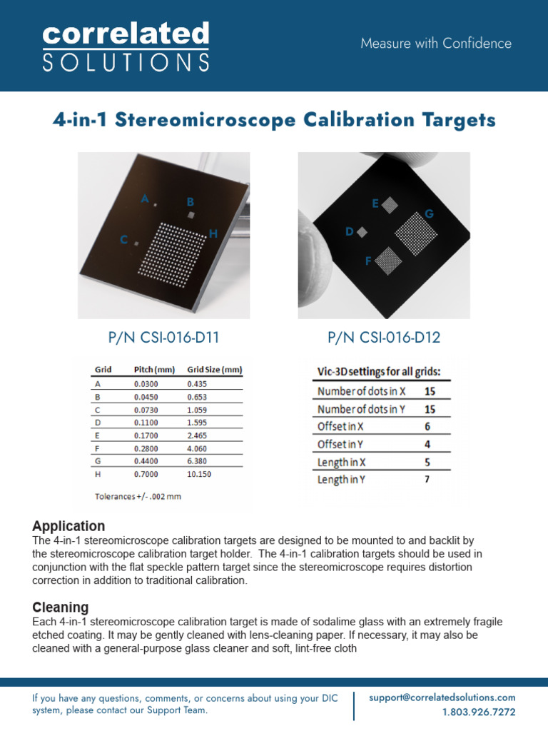 Stereomicroscope Calibration Targets 4-In-1 | PDF