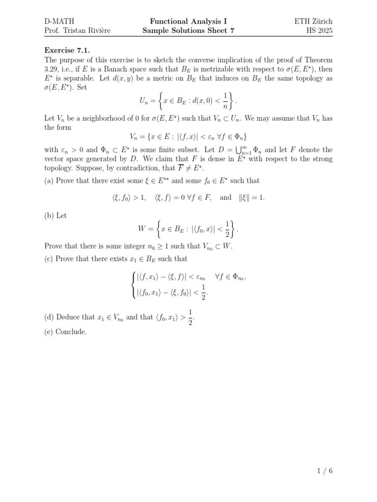 Exercise Sheet 7 Solution 7 | PDF | Teaching Mathematics | Linear Algebra