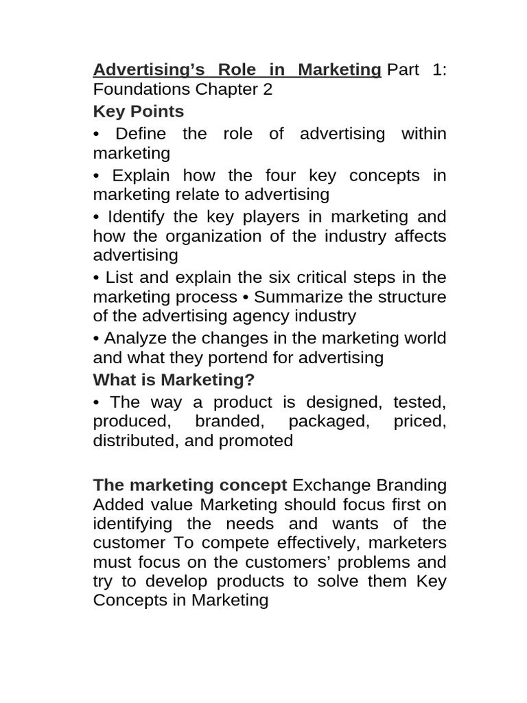 The Role of Advertising and Marketing Strategy | PDF | Marketing ...
