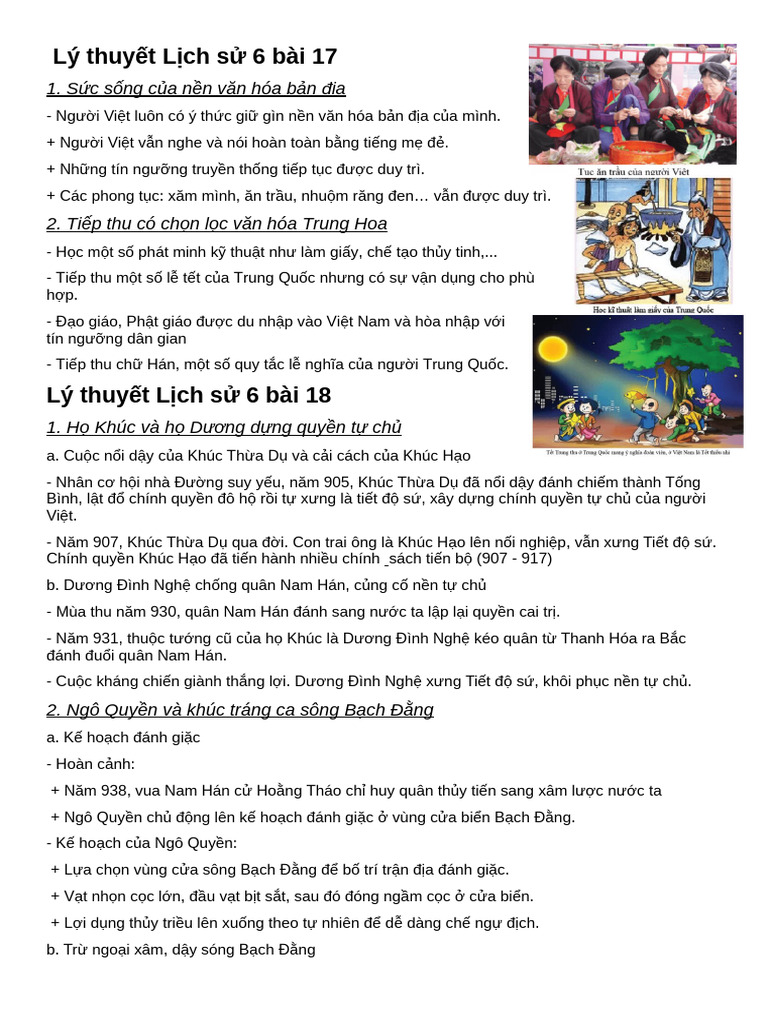 Lý thuyết Lịch sử 6TÀI LIỆU HỌC TÂKP TÀI LIỆU HỌC TÂKP | PDF