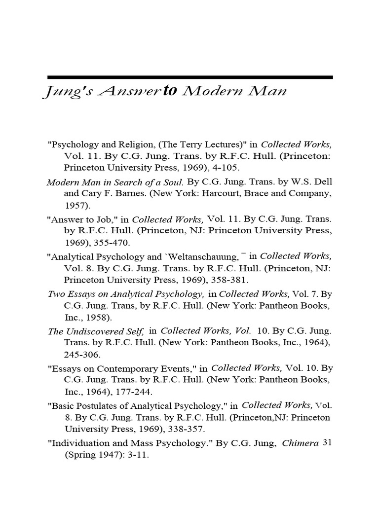 Carl Jungs Answer | PDF | Carl Jung | Unconscious Mind