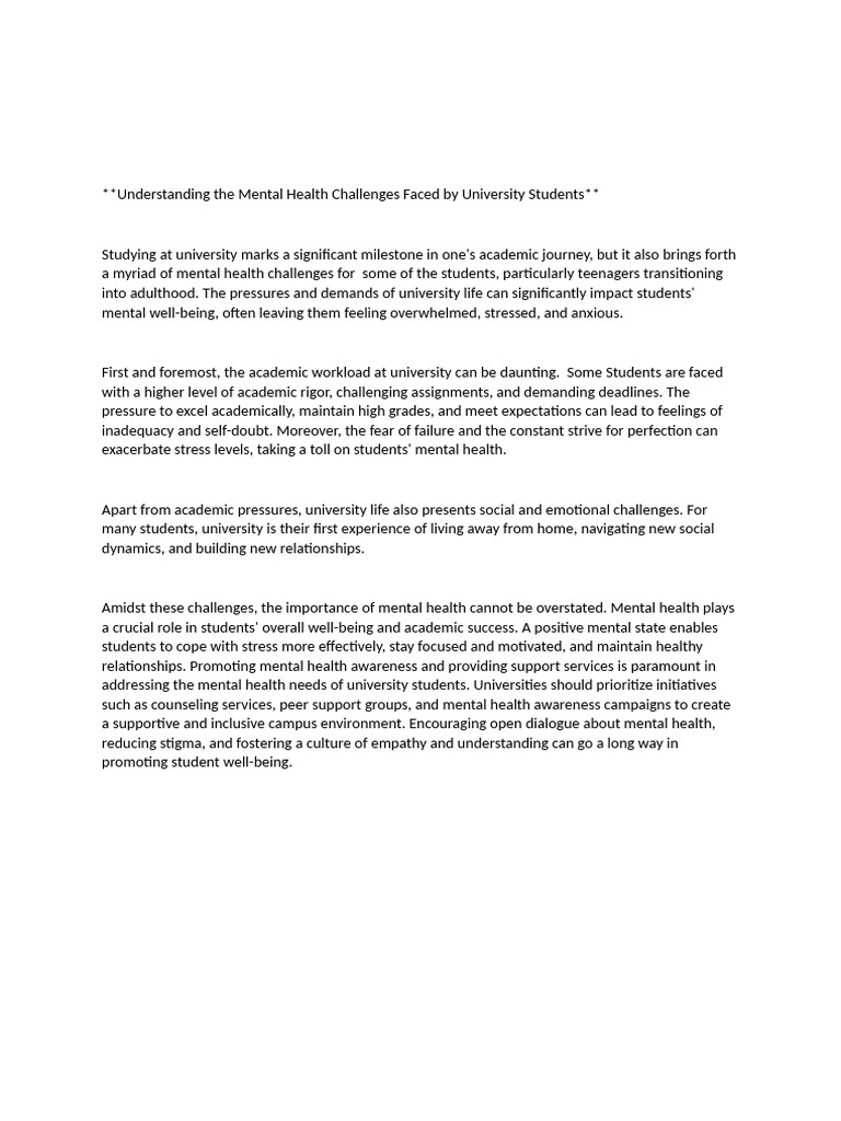 Understanding the Mental Health Challenges Faced by University Students ...
