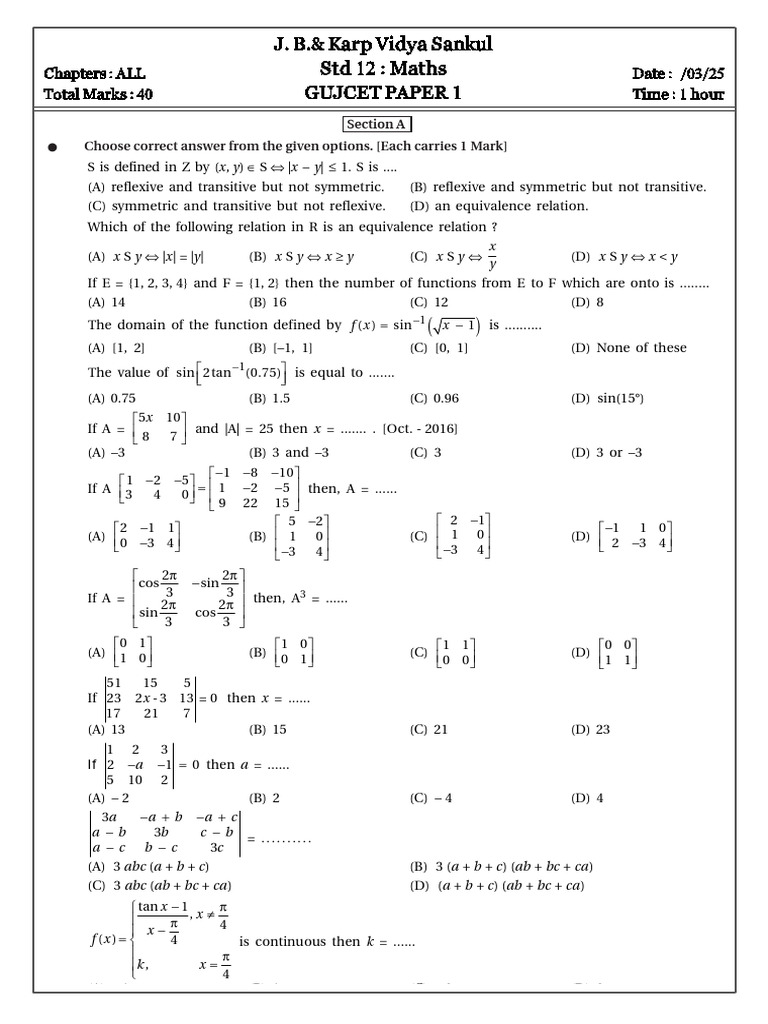 Gujcetpaper1 d04 Mar 2025 | PDF | Chess Theory | Chess Openings
