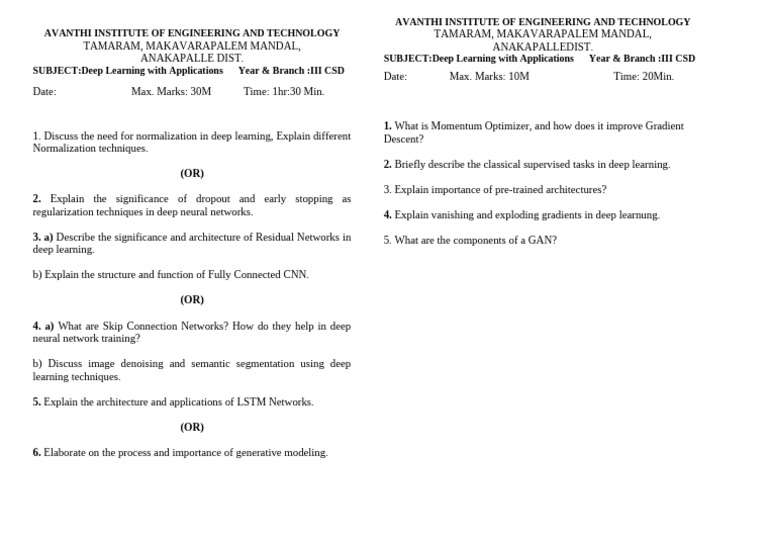 Dla - CSM - Mid Question Paper (r23) Regulation | PDF