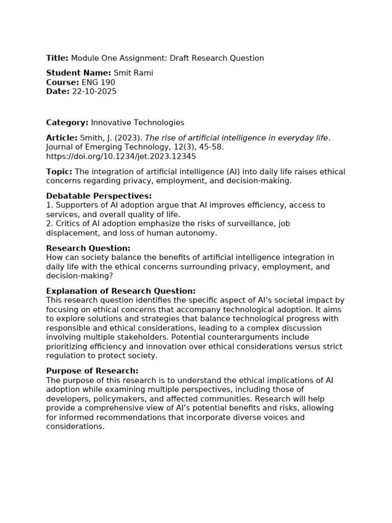 Eng190 Module1 Assignment | PDF