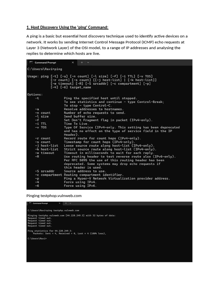 Host Discovery Using The 'Ping' Command | PDF | Computer Network ...