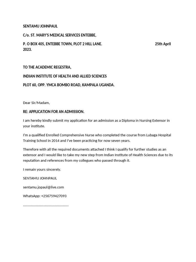 Application Letter Iiahas | PDF