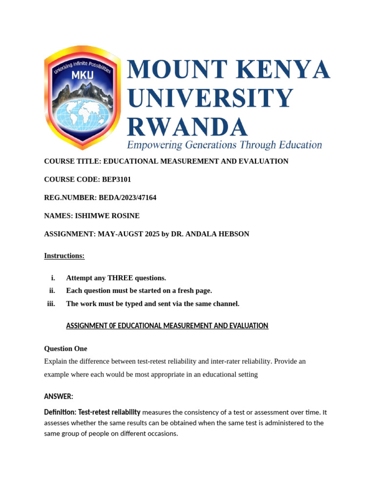 Ed Measurement and Evaluation | PDF | Educational Assessment | Validity ...