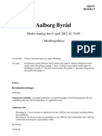 Aalborg Byråd: Mødet Mandag Den 9. April 2001, Kl. 16.00 I Medborgerhuset