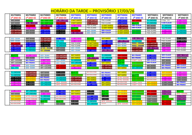 Horario - Tarde - 17 - 3 | PDF