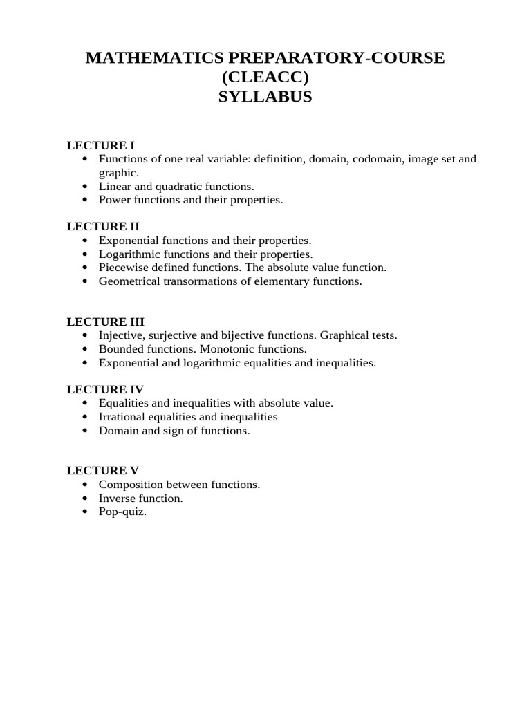 Syllabus Preparatory Course Cleacc Eng | PDF