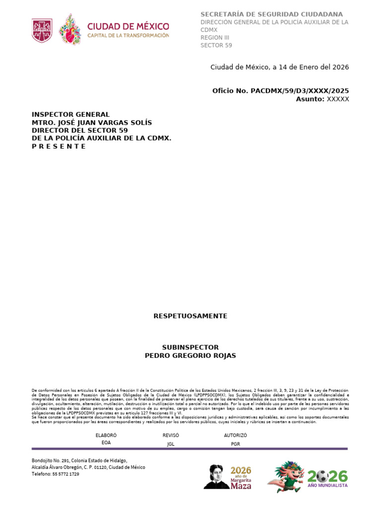 Machote Oficio 2026 | PDF | Ciudad de México | México