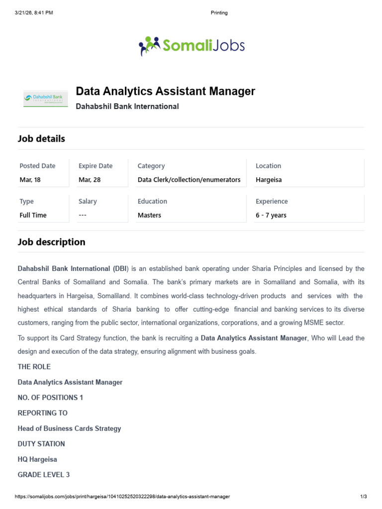 Data Analytics Assistant Manager | PDF