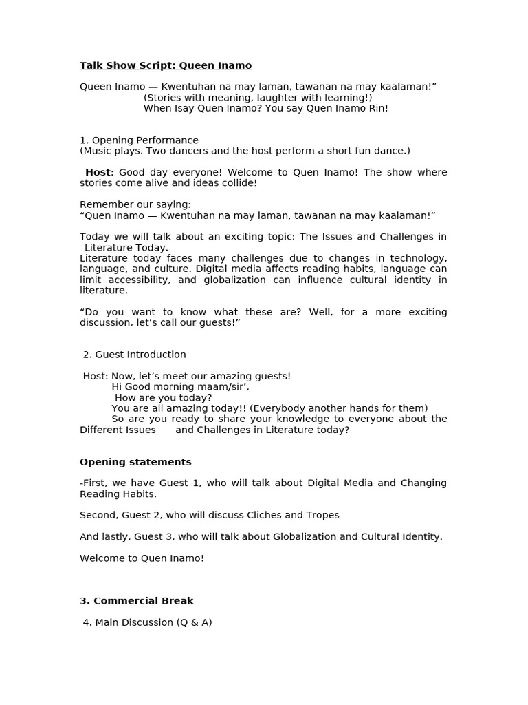 Final, Talkshow Script | PDF
