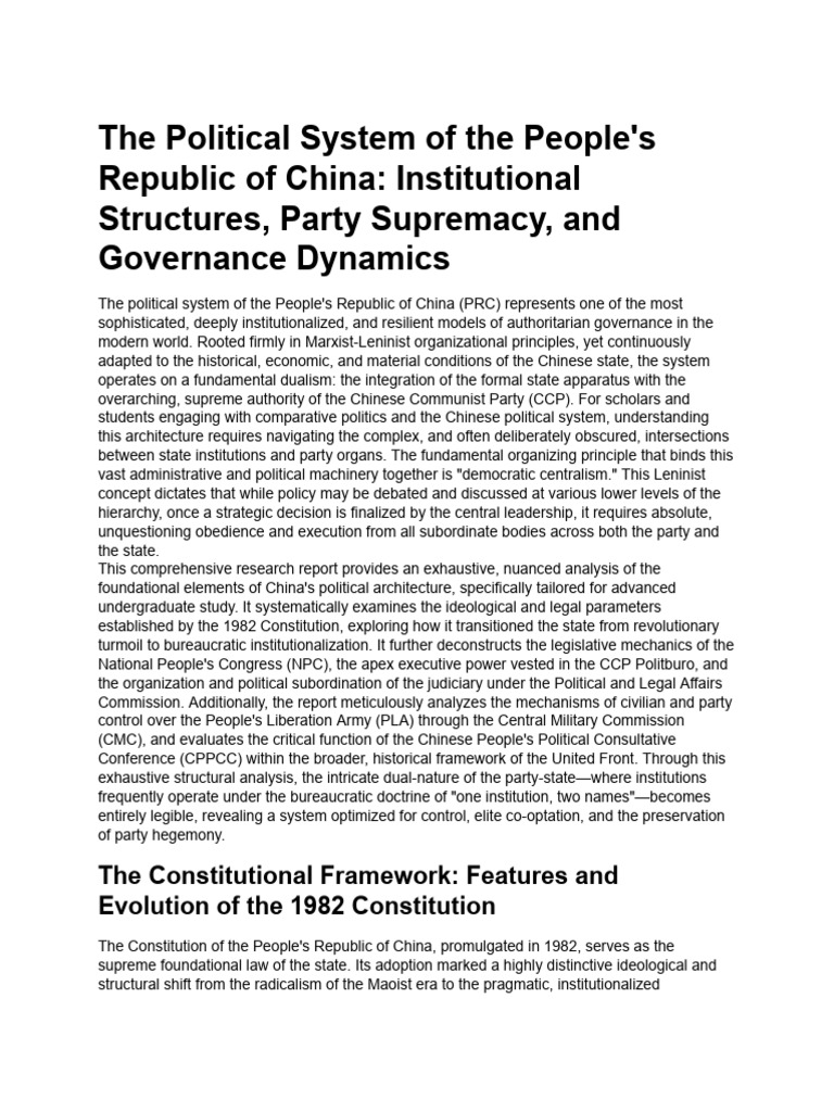 China's Political System Explained | PDF | Xi Jinping | Government Of China