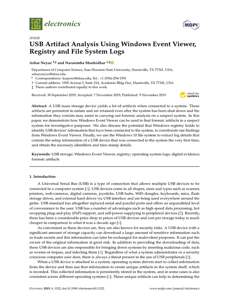 USB Artifact Analysis Using Windows Event Viewer R | PDF | Windows ...