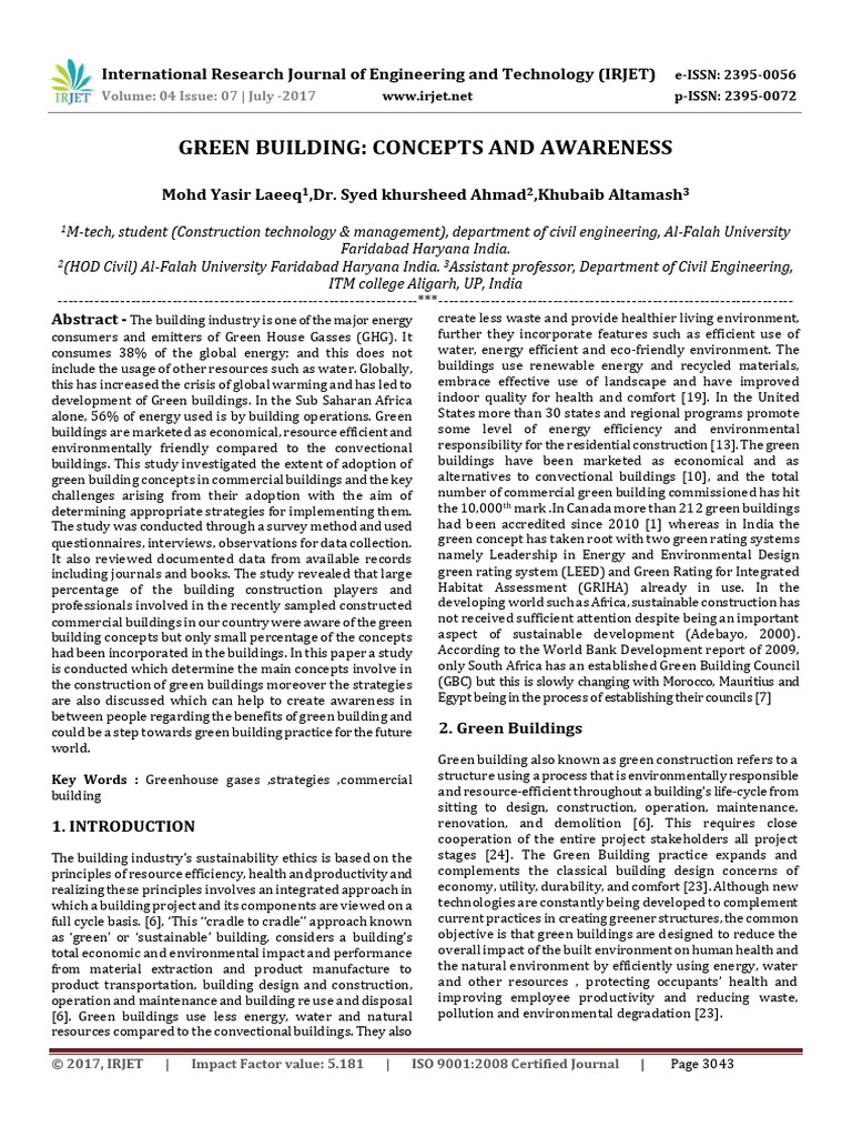 Green Building Concepts and Awareness | PDF | Green Building ...