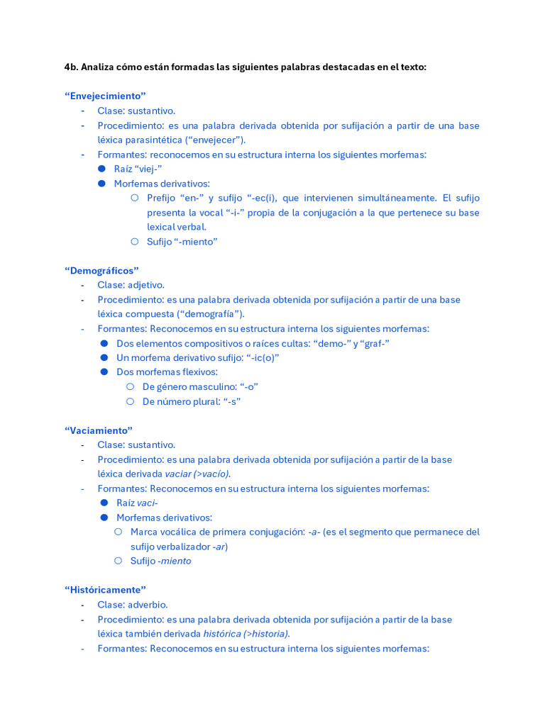 Formaci-n de Palabras. PR-CTICA. SOLUCI-N | PDF | Palabra | Gramática