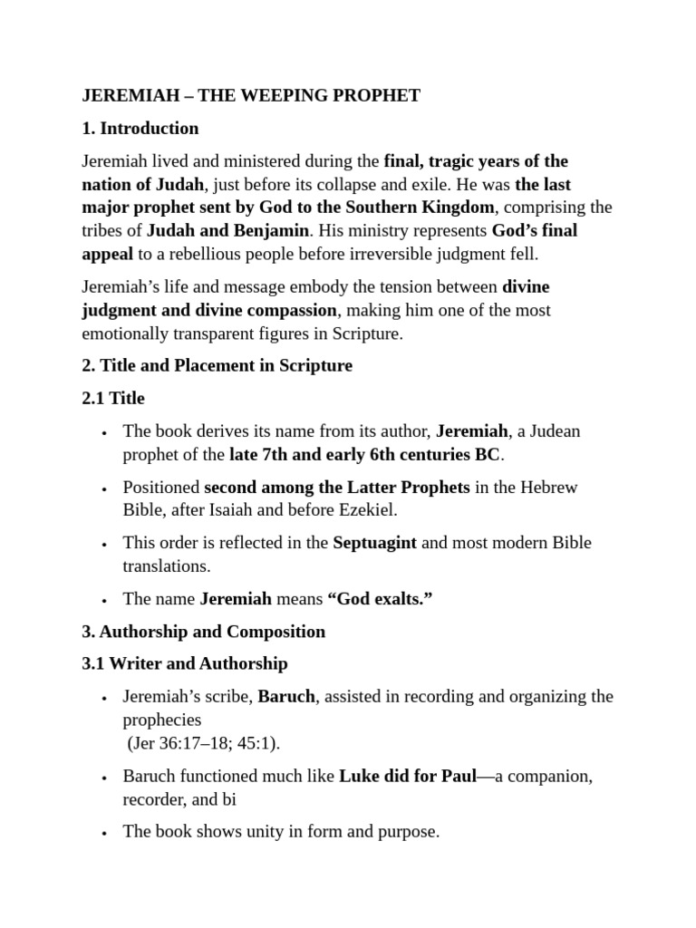 Class Notes Till Jeremiah | PDF | Jeremiah | Babylonian Captivity