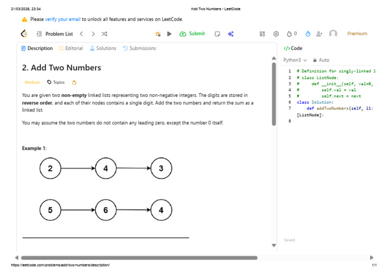 Add Two Numbers - LeetCode | PDF | Computer Programming | Discrete ...
