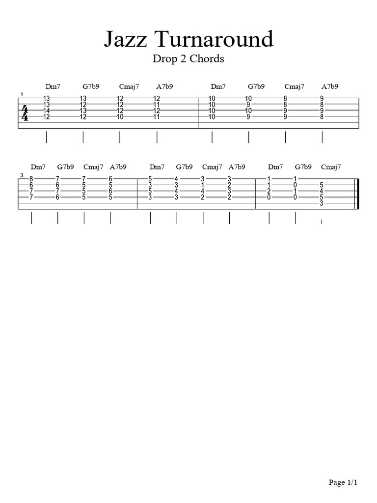 Drop2 Chords Exercise - Jazz Turnaround - Key C | PDF