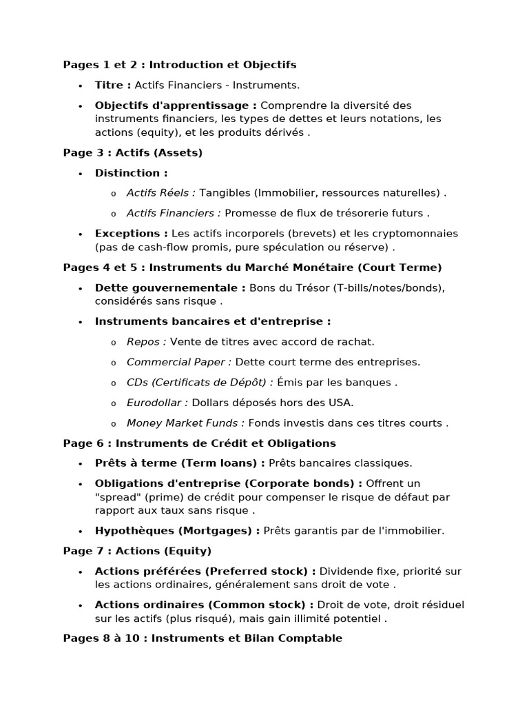 Résumé Cour 2 | PDF | Obligation (Finance) | Option (Finance)