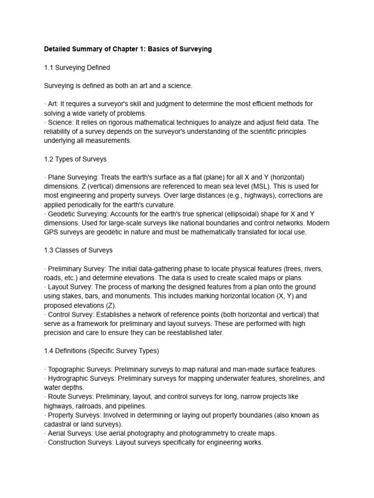 Surveying Summary 1 | PDF | Surveying | Observational Error