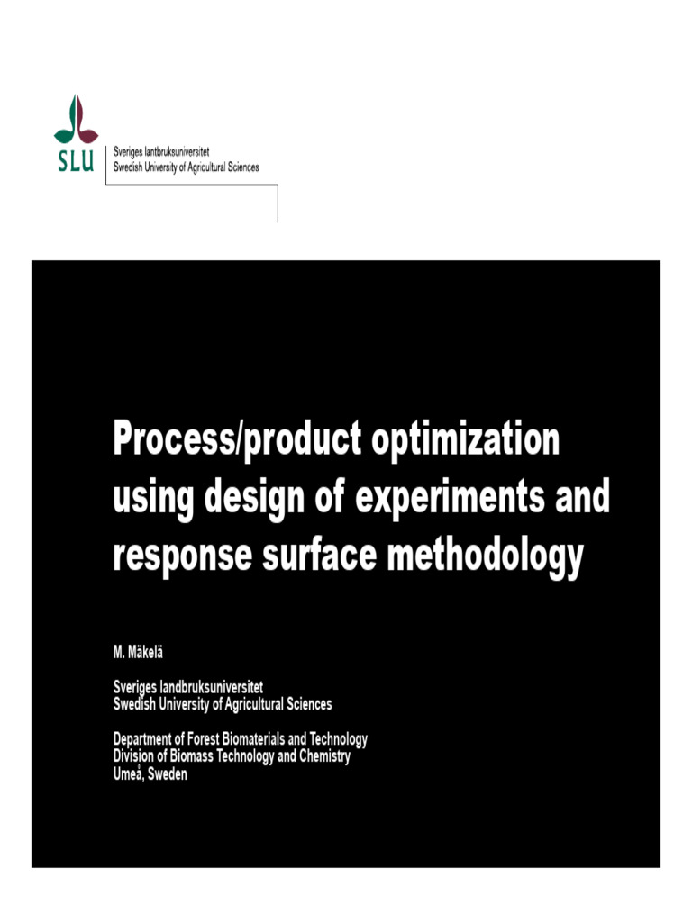 Process Product Optimization Design Experiments Response Surface ...