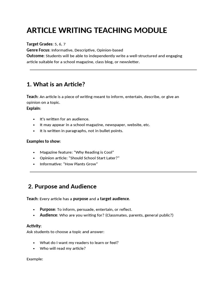 Article Writing Teaching Module | PDF | Zoo | Museum