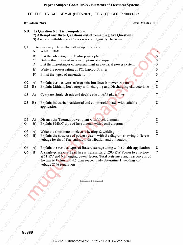 Be First Year Engineering Semester 2 2025 May Elements of Electrical ...