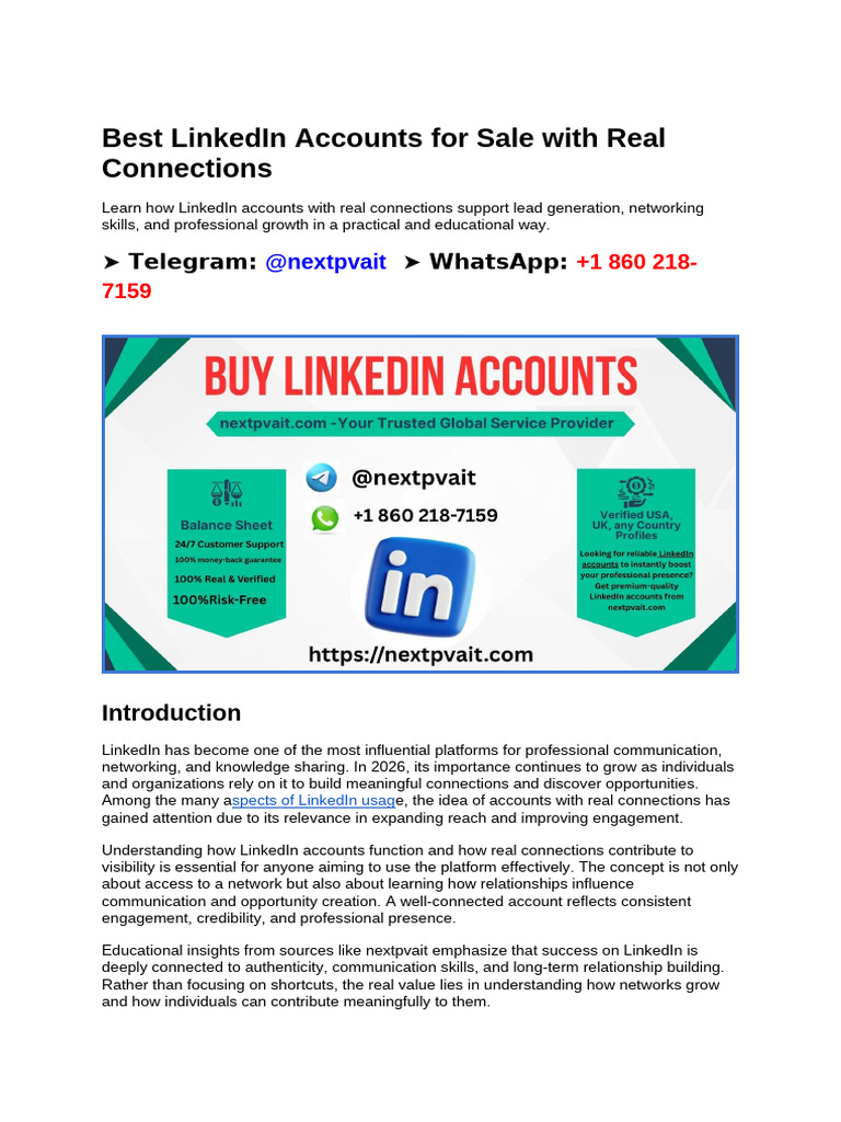 Best LinkedIn Accounts For Sale With Real Connections | PDF | Linked In ...
