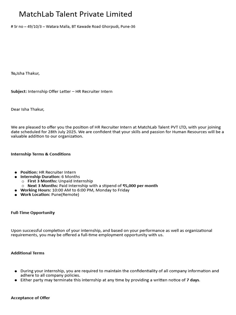 HR Recruiter Offer Letter Isha Thakur - Docx - 20250726 - 095534 - 0000 ...