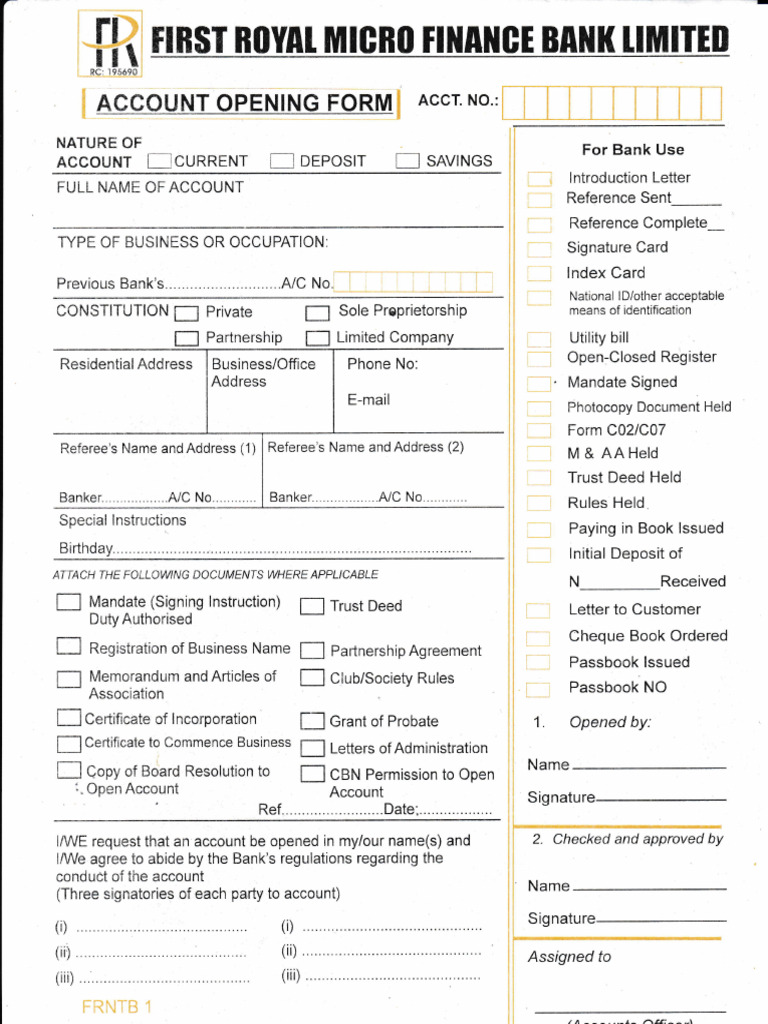 Current Account Opening Form | PDF | Banking